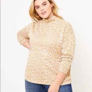 LOFT Animal Spotted Mock Neck Top